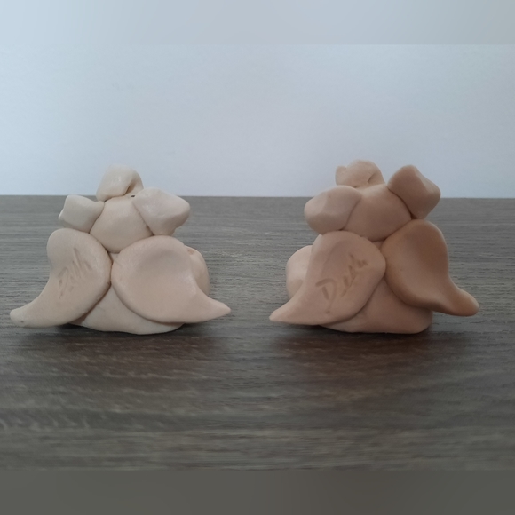 Handmade Clay Pottery Elephant Angel Miniature Figurines Artist Signed - Picture 4 of 14